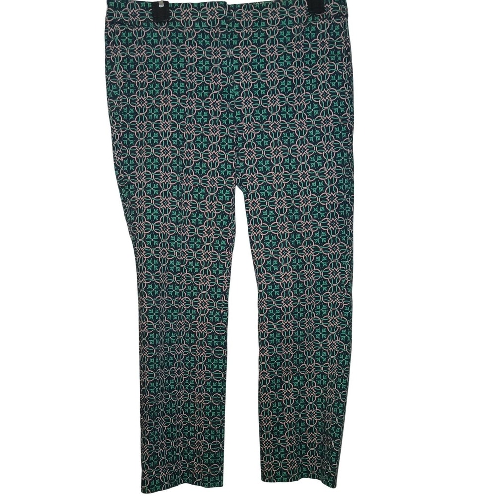 J.Crew Womens Geometric Floral Print Slim Leg Pants Green Navy Pink